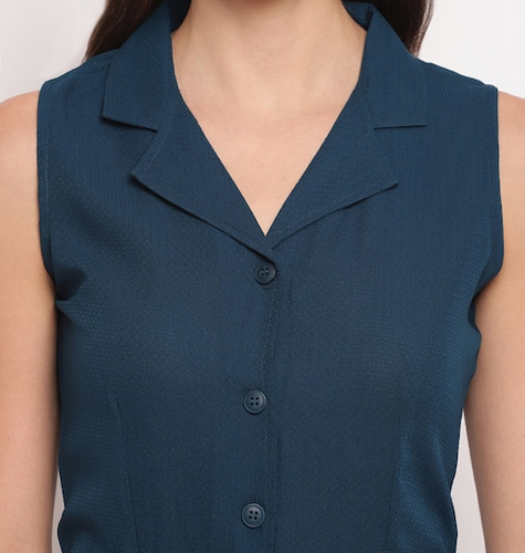 Women Teal Blue Solid Basic Jumpsuit